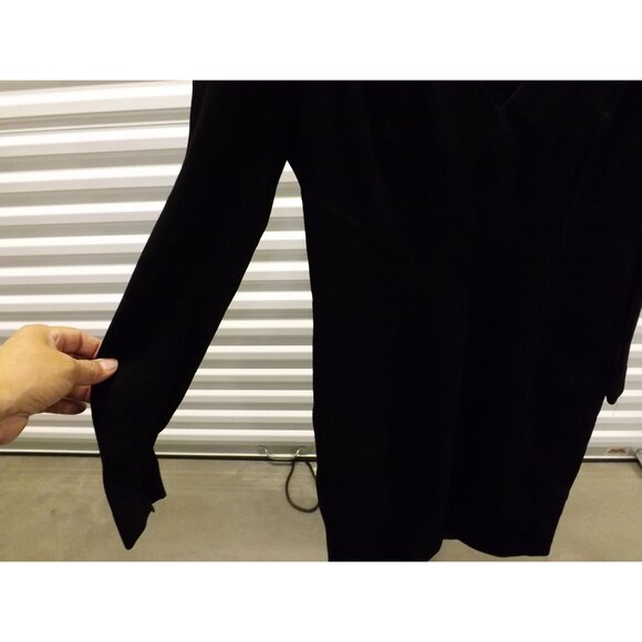 Andrew GN Luxury Fitted Black Long Sleeve Dress Size 46 EU 1416 US Rich Fabric - Picture 5 of 16
